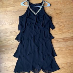 SLNY Black tiered dress